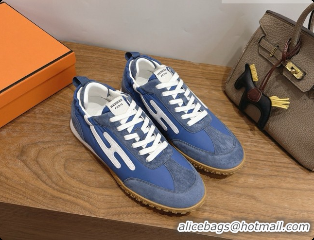 Best Product Hermes Jet Sneaker in Suede & Fabric H091619 Blue 2026