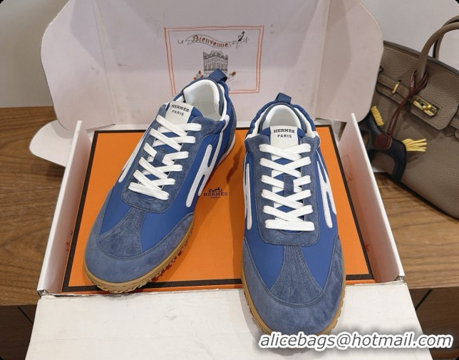 Best Product Hermes Jet Sneaker in Suede & Fabric H091619 Blue 2026