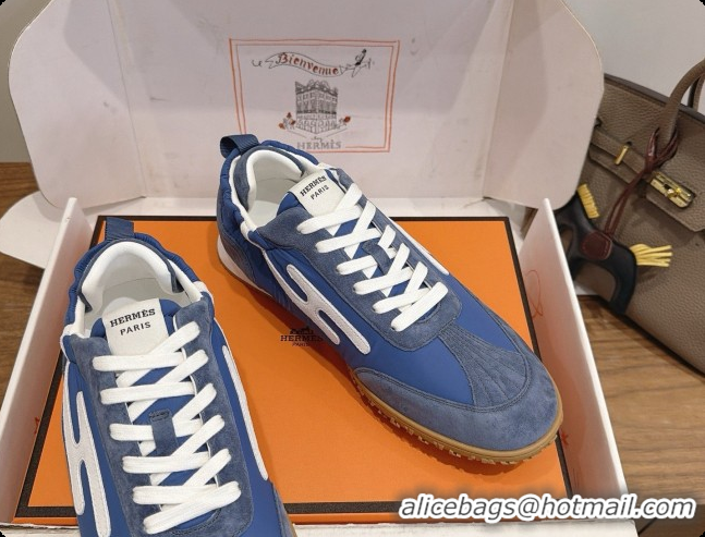Best Product Hermes Jet Sneaker in Suede & Fabric H091619 Blue 2026