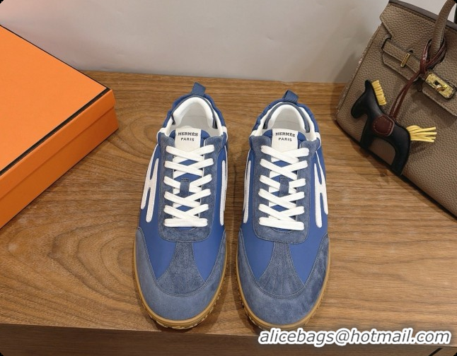 Best Product Hermes Jet Sneaker in Suede & Fabric H091619 Blue 2026