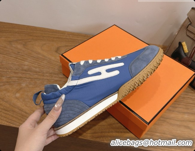 Best Product Hermes Jet Sneaker in Suede & Fabric H091619 Blue 2026