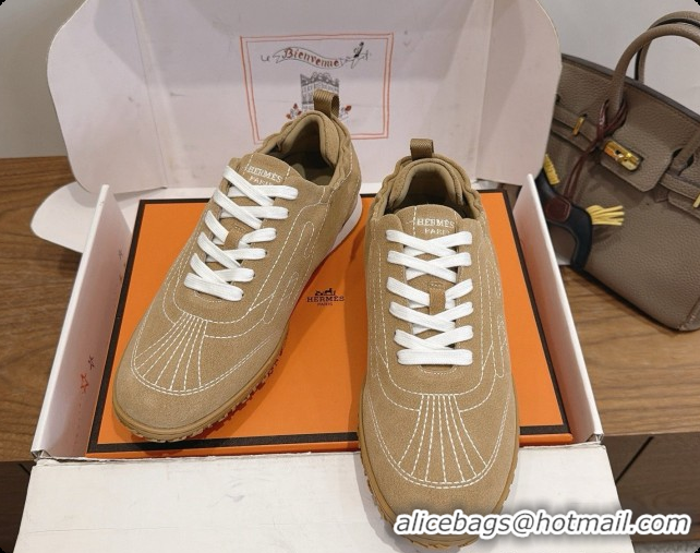 Top Grade Hermes Jet Sneaker in Suede H091621 Brown 2026