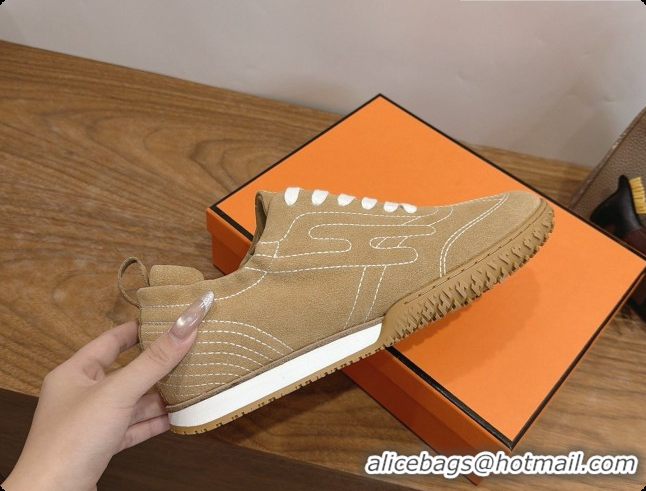 Top Grade Hermes Jet Sneaker in Suede H091621 Brown 2026