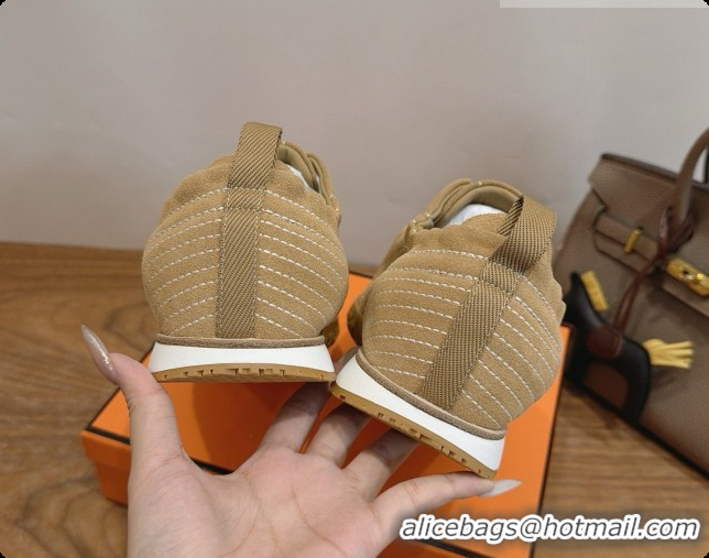 Top Grade Hermes Jet Sneaker in Suede H091621 Brown 2026