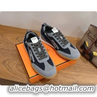 Good Looking Hermes Jet Sneaker in Suede & Calfskin H091625 Black/Grey 2026