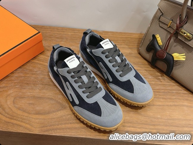 Good Looking Hermes Jet Sneaker in Suede & Calfskin H091625 Black/Grey 2026
