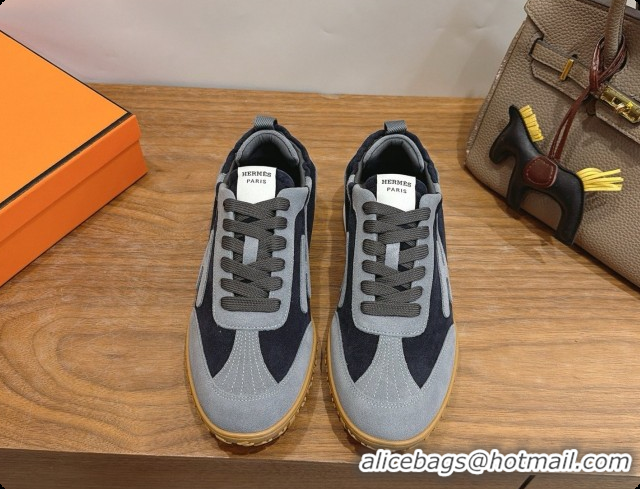 Good Looking Hermes Jet Sneaker in Suede & Calfskin H091625 Black/Grey 2026