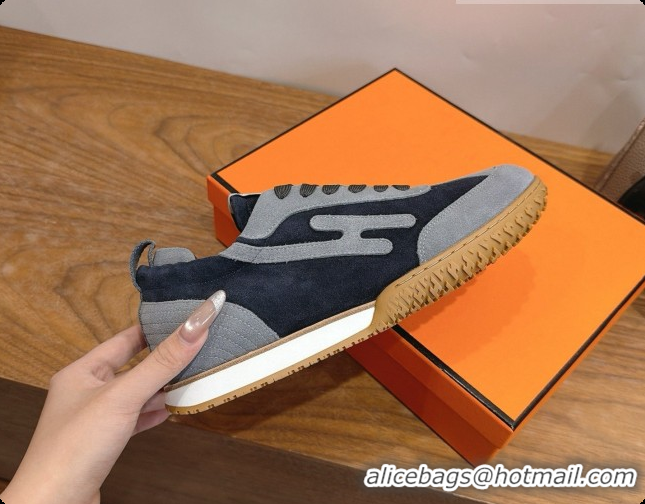 Good Looking Hermes Jet Sneaker in Suede & Calfskin H091625 Black/Grey 2026