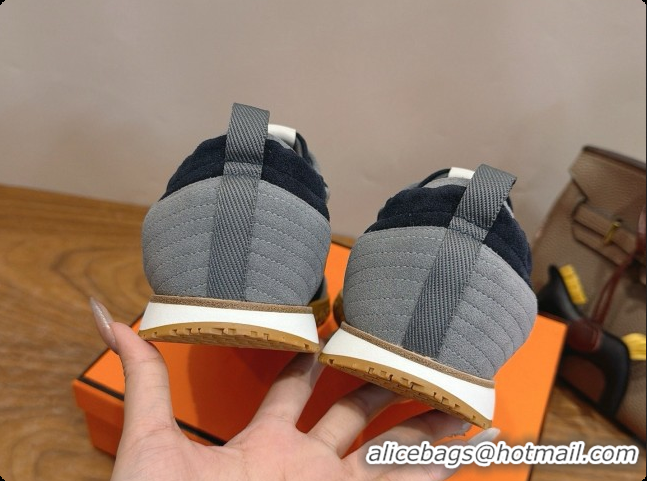 Good Looking Hermes Jet Sneaker in Suede & Calfskin H091625 Black/Grey 2026