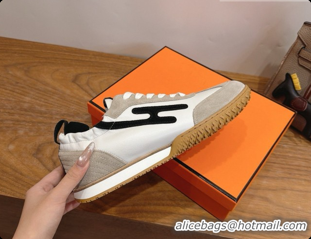 Low Cost Hermes Jet Sneaker in Suede & Calfskin H091626 White/Black 2026