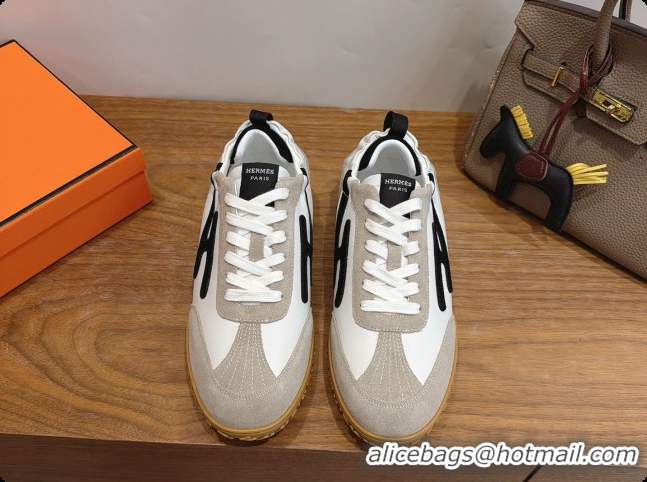 Low Cost Hermes Jet Sneaker in Suede & Calfskin H091626 White/Black 2026