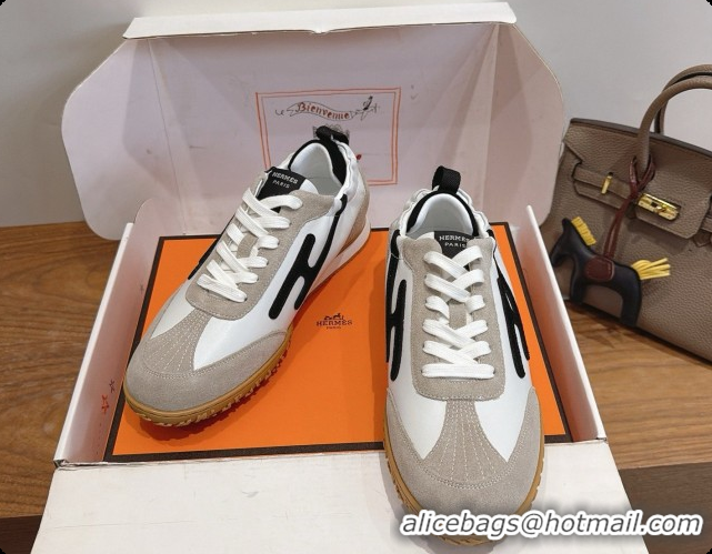Low Cost Hermes Jet Sneaker in Suede & Calfskin H091626 White/Black 2026