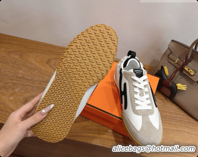 Low Cost Hermes Jet Sneaker in Suede & Calfskin H091626 White/Black 2026