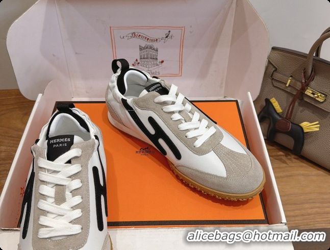 Low Cost Hermes Jet Sneaker in Suede & Calfskin H091626 White/Black 2026