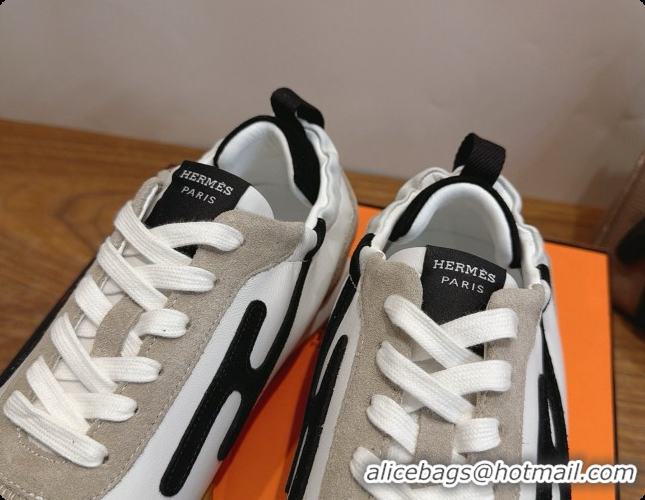 Low Cost Hermes Jet Sneaker in Suede & Calfskin H091626 White/Black 2026