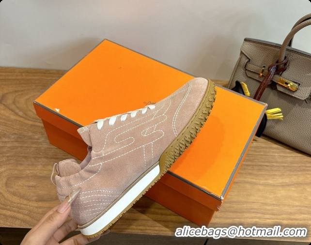 Top Design Hermes Jet Sneaker in Suede H091629 Nude Pink 2026