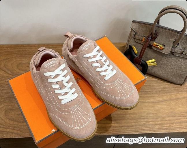 Top Design Hermes Jet Sneaker in Suede H091629 Nude Pink 2026