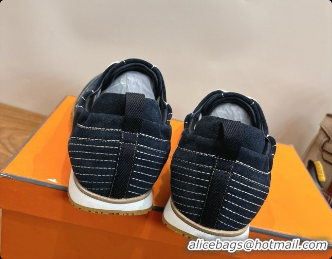 Trendy Design Hermes Jet Sneaker in Suede H091630 Navy Blue 2026