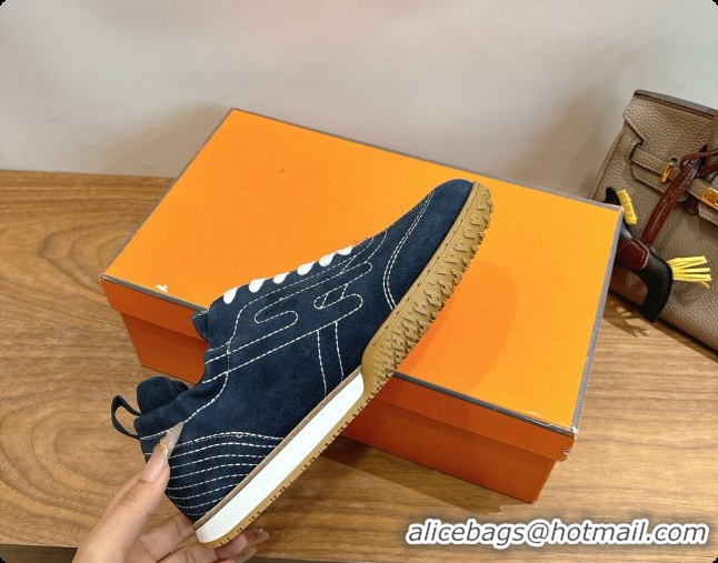 Trendy Design Hermes Jet Sneaker in Suede H091630 Navy Blue 2026