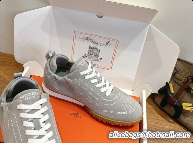 Luxury Cheap Hermes Jet Sneaker in Suede H091632 Grey 2026