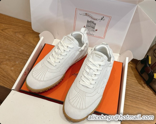 Luxury Hermes Jet Sneaker in Suede H091633 White 2026