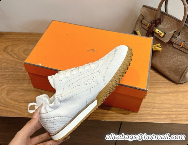 Luxury Hermes Jet Sneaker in Suede H091633 White 2026