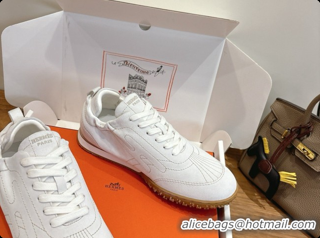 Luxury Hermes Jet Sneaker in Suede H091633 White 2026