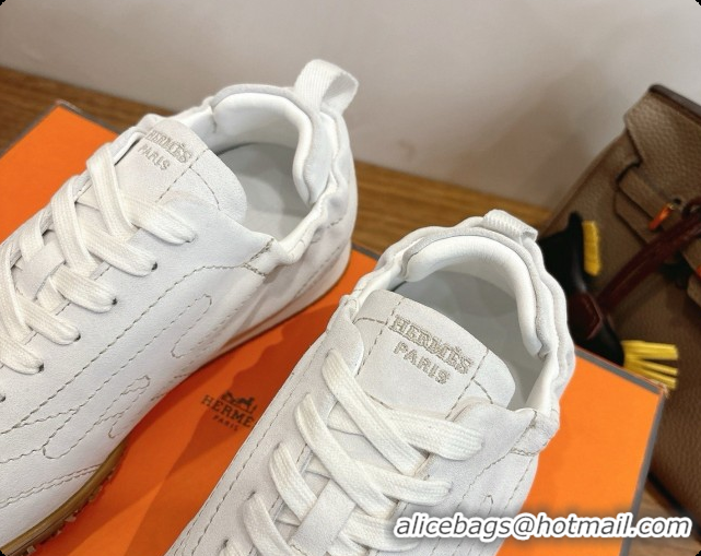 Luxury Hermes Jet Sneaker in Suede H091633 White 2026