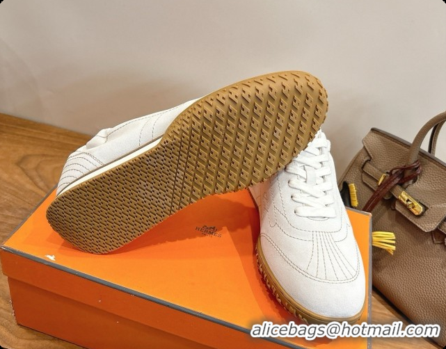Luxury Hermes Jet Sneaker in Suede H091633 White 2026