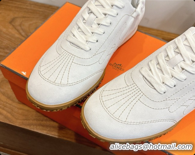 Luxury Hermes Jet Sneaker in Suede H091633 White 2026