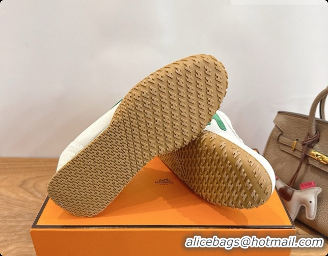 Discount Hermes Jet Sneaker in Suede & Calfskin H091634 White/Green 2026