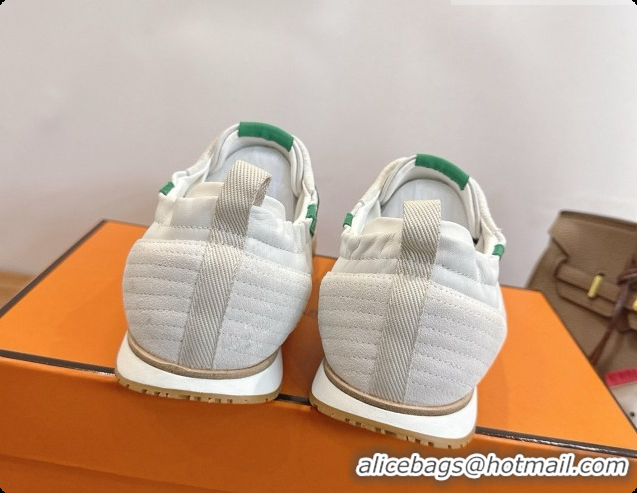 Discount Hermes Jet Sneaker in Suede & Calfskin H091634 White/Green 2026