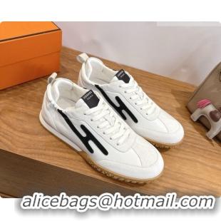 Super Quality Hermes Jet Sneaker in Suede & Calfskin H091635 White/Black 2026