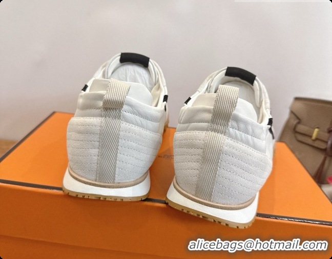 Super Quality Hermes Jet Sneaker in Suede & Calfskin H091635 White/Black 2026