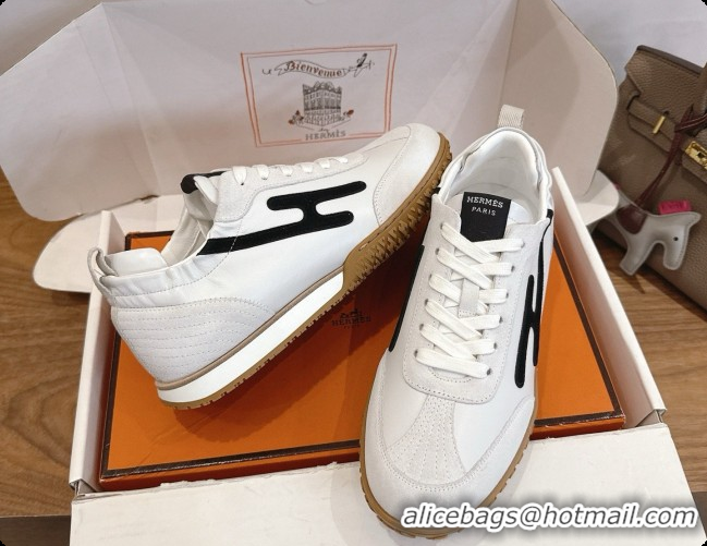 Super Quality Hermes Jet Sneaker in Suede & Calfskin H091635 White/Black 2026