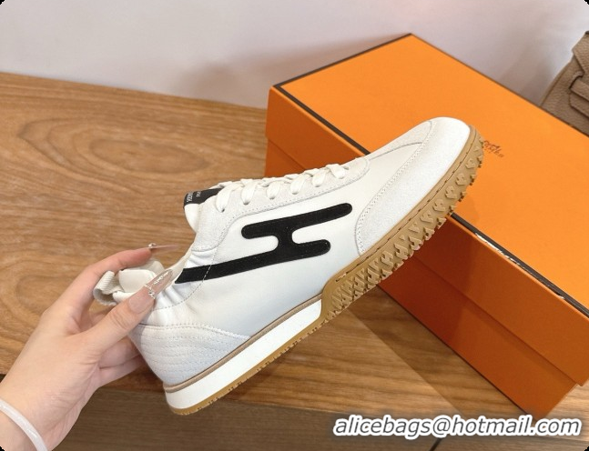 Super Quality Hermes Jet Sneaker in Suede & Calfskin H091635 White/Black 2026