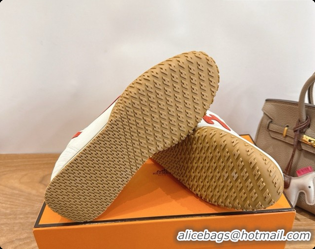 Buy Luxury Hermes Jet Sneaker in Suede & Calfskin H091636 White/Red 2026