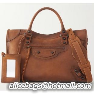 Most Popular Balenciaga Le City Large Original Leather Top Handle Bag 865762 Brown