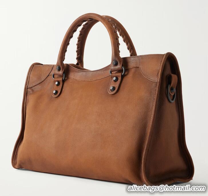 Most Popular Balenciaga Le City Large Original Leather Top Handle Bag 865762 Brown