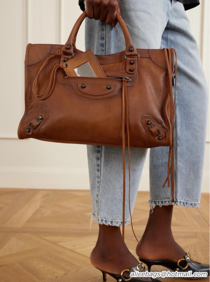 Most Popular Balenciaga Le City Large Original Leather Top Handle Bag 865762 Brown