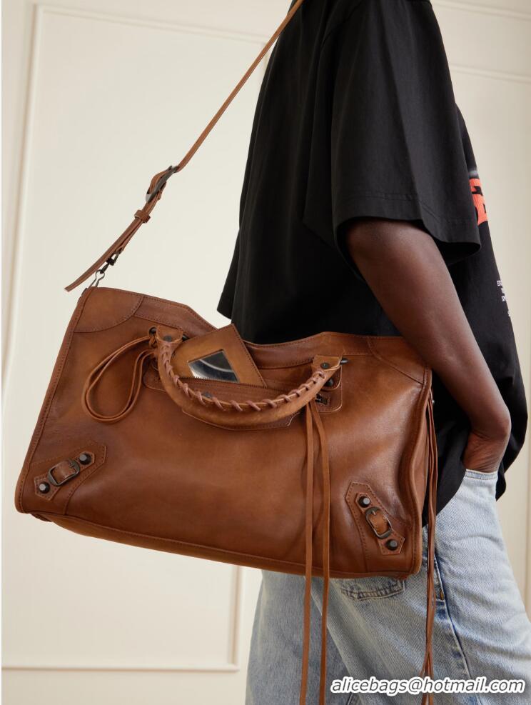 Most Popular Balenciaga Le City Large Original Leather Top Handle Bag 865762 Brown