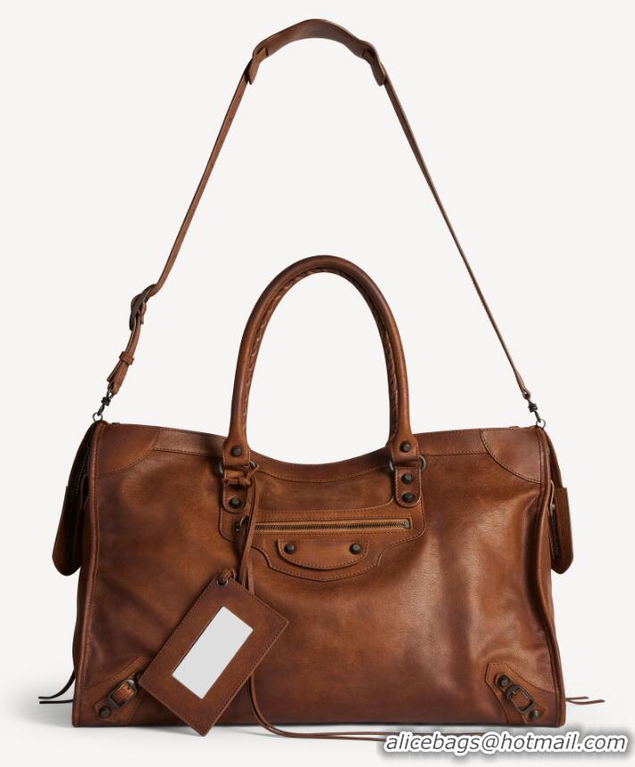 Most Popular Balenciaga Le City Large Original Leather Top Handle Bag 865762 Brown