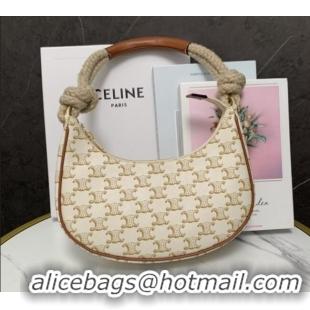 Promotional Celine Medium Strap Ava Bag with Rope in Triomphe Canvas and Calfskin 199588 White 2026