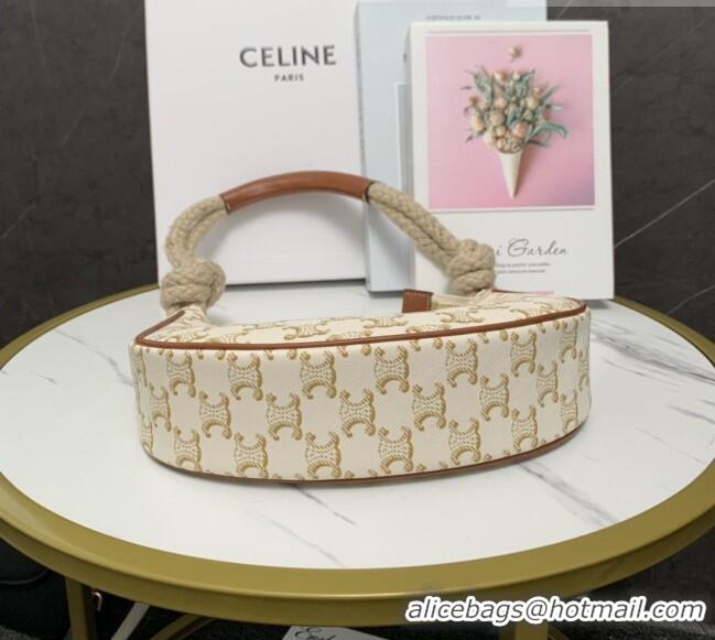 Promotional Celine Medium Strap Ava Bag with Rope in Triomphe Canvas and Calfskin 199588 White 2026