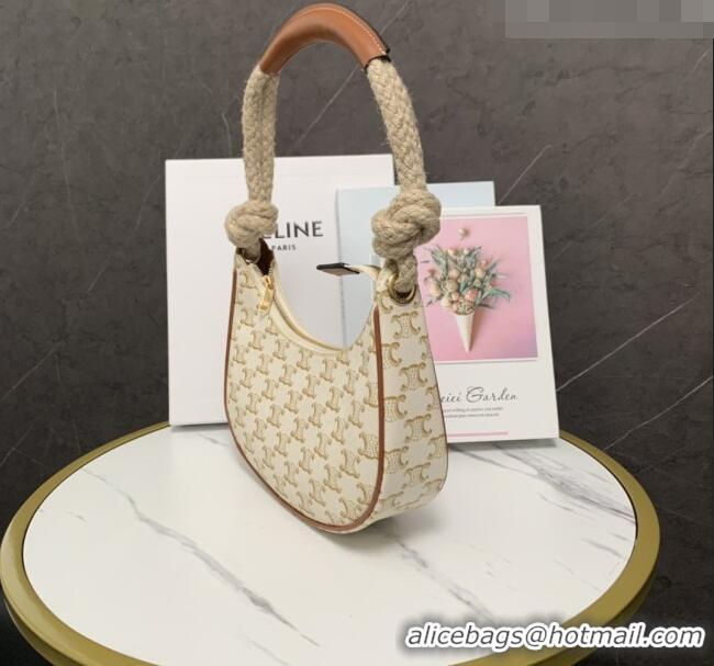 Promotional Celine Medium Strap Ava Bag with Rope in Triomphe Canvas and Calfskin 199588 White 2026