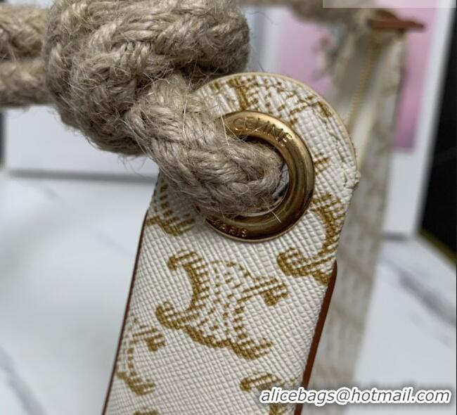 Promotional Celine Medium Strap Ava Bag with Rope in Triomphe Canvas and Calfskin 199588 White 2026