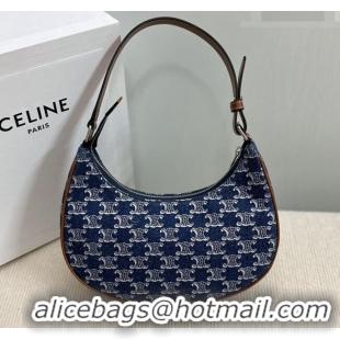 Cheapest Celine Ava Hobo Bag in Triomphe Denim 193953 Deep Blue 2026