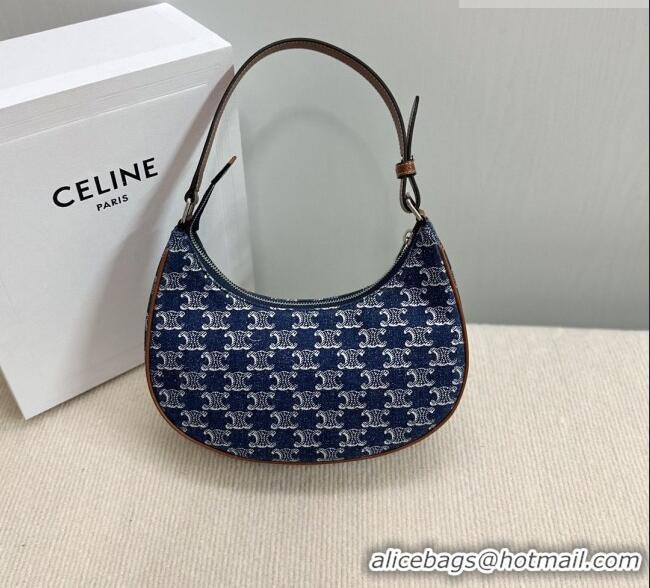 Cheapest Celine Ava Hobo Bag in Triomphe Denim 193953 Deep Blue 2026