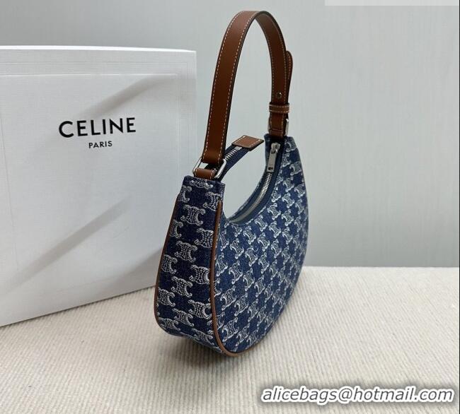 Cheapest Celine Ava Hobo Bag in Triomphe Denim 193953 Deep Blue 2026