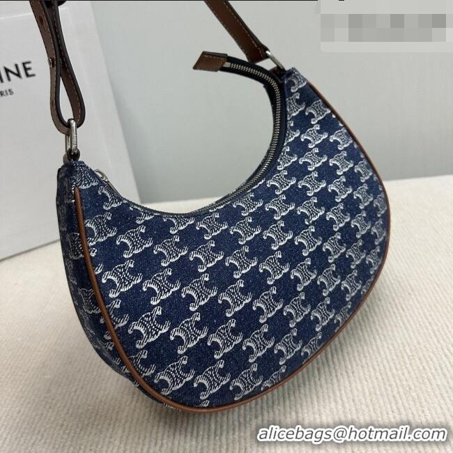 Cheapest Celine Ava Hobo Bag in Triomphe Denim 193953 Deep Blue 2026